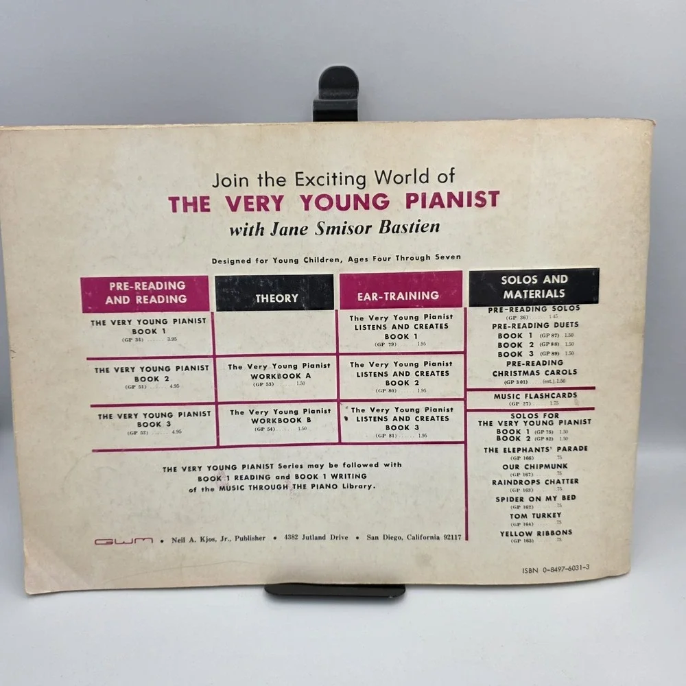 Very Young Pianist Book 1 Workbook Paperback 1970 By Jane Bastien